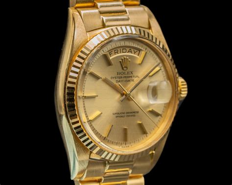 rolex oyster perpetual day date 18k gold mens watch|Rolex Day-Date retail price.